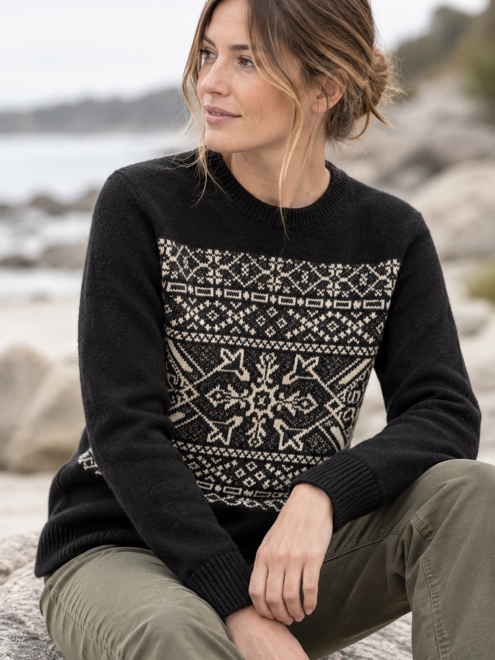 Peruvian Connection 100% Royal Alpaca Nordic Fair Isle Sweater M